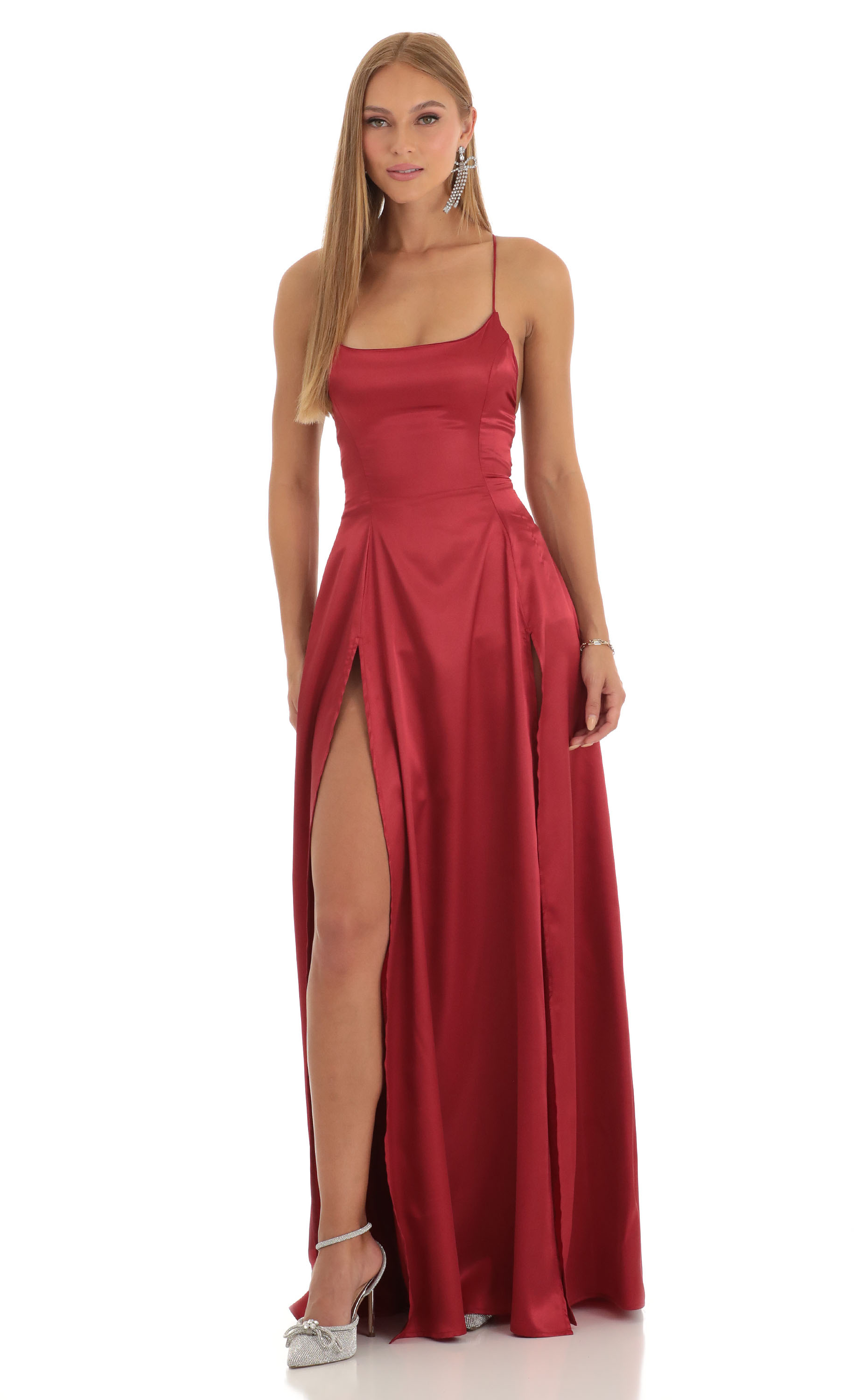 Slit Maxi Dress in Red