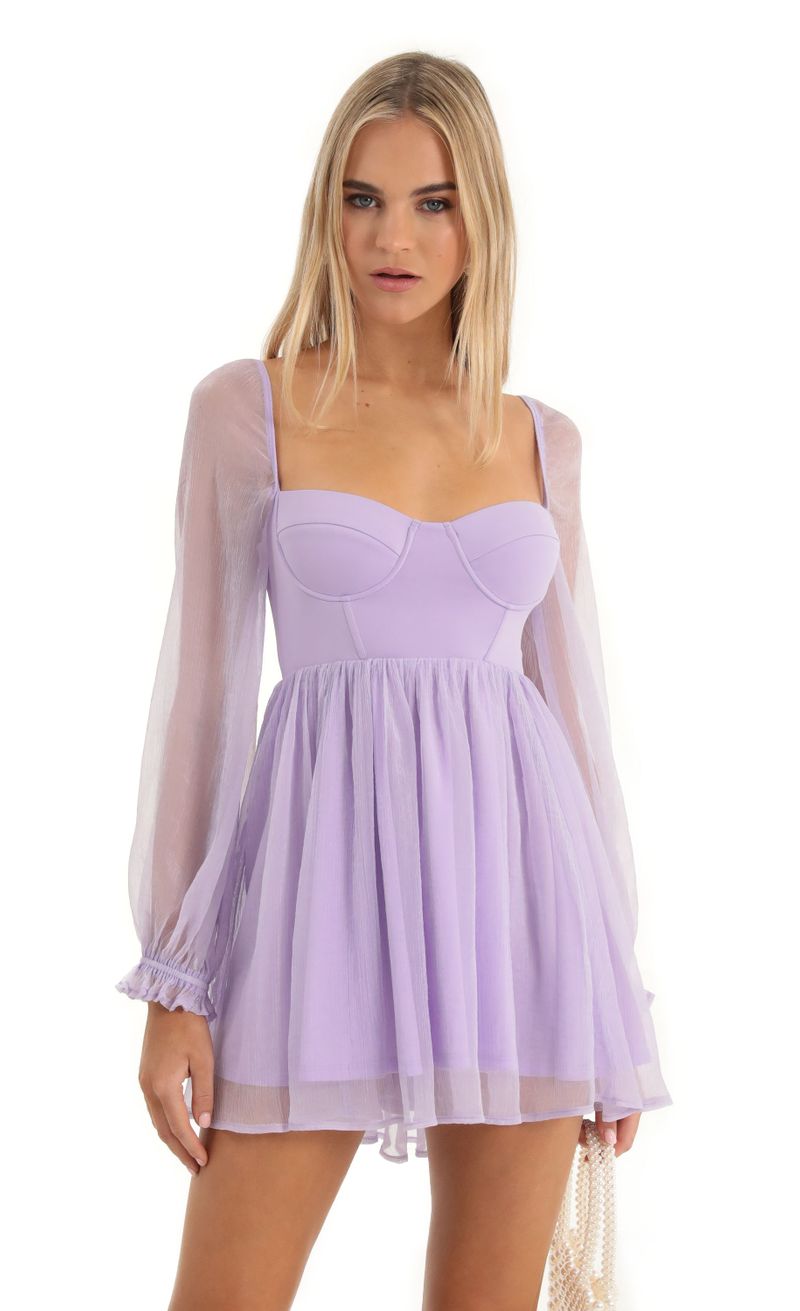 purple corset dress with sleeves Zapaka Women Lavender A-Line Strapless Tulle Long Corset Prom Dress with Sleeves, Lilac / US18W
