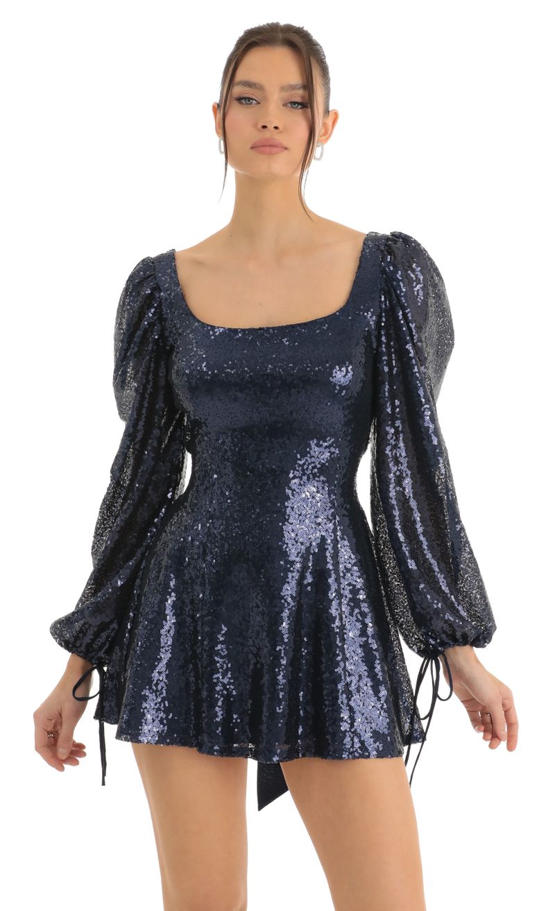 dark blue wedding dresses Navy Blue V Neck Wedding Dress With 3/4 Sleeves – Lisposa