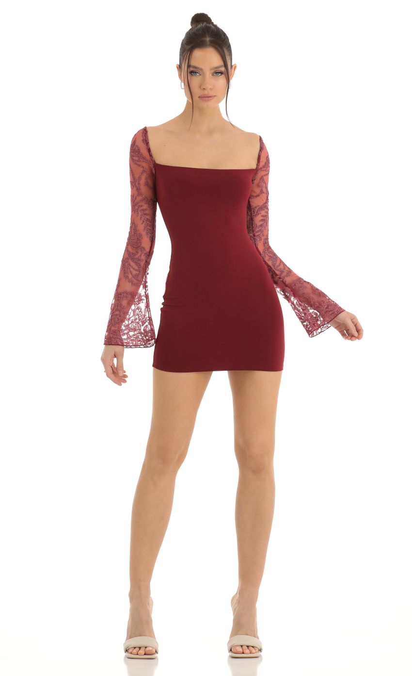 Picture Tulle Embroidered Long Sleeve Bodycon Dress in Red. Source: https://media-img.lucyinthesky.com/data/Dec22/850xAUTO/386fa4bd-4d59-44b9-9a17-b9f4d44b709c.jpg
