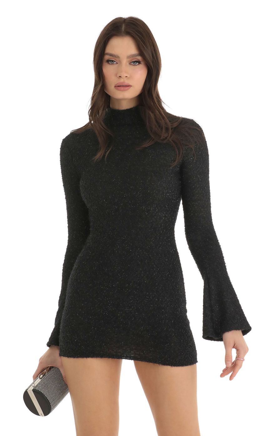 Picture Eyelash Mock Neck Dress in Black. Source: https://media-img.lucyinthesky.com/data/Dec22/850xAUTO/48630248-8572-482c-a863-c5d581bed2bc.jpg