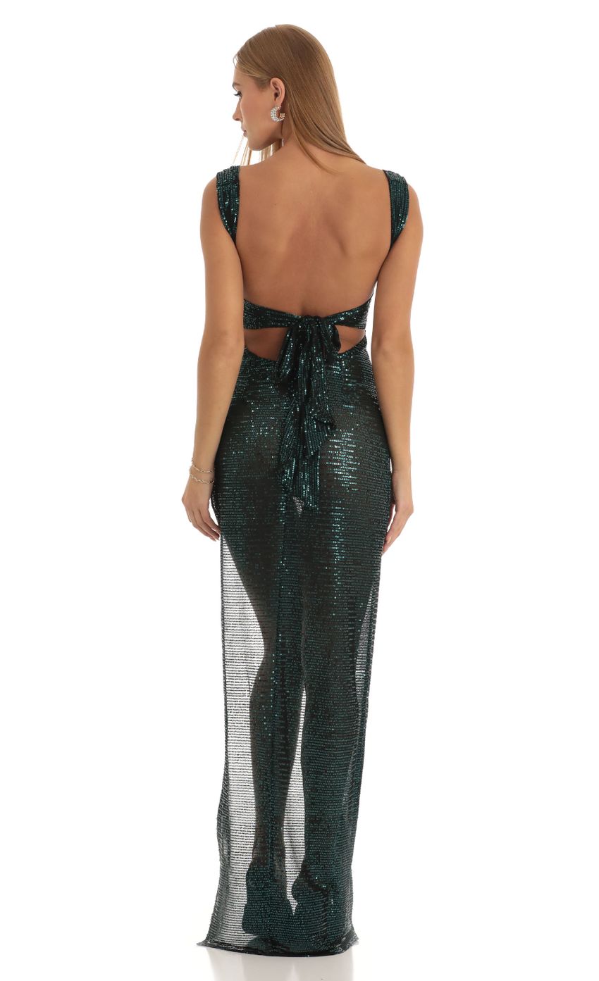 Picture Sequin Side Slit Maxi Dress in Green. Source: https://media-img.lucyinthesky.com/data/Dec22/850xAUTO/553e8213-6827-4b71-9c0c-6baf88761045.jpg