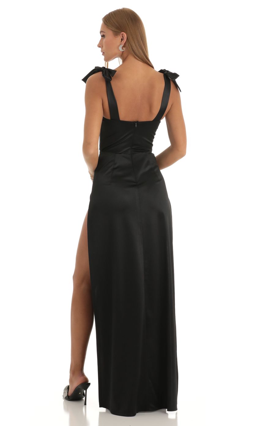 Picture Satin Side Slit Maxi Dress in Black. Source: https://media-img.lucyinthesky.com/data/Dec22/850xAUTO/647e6ee7-21d6-49da-b93a-eeca1a684ee2.jpg