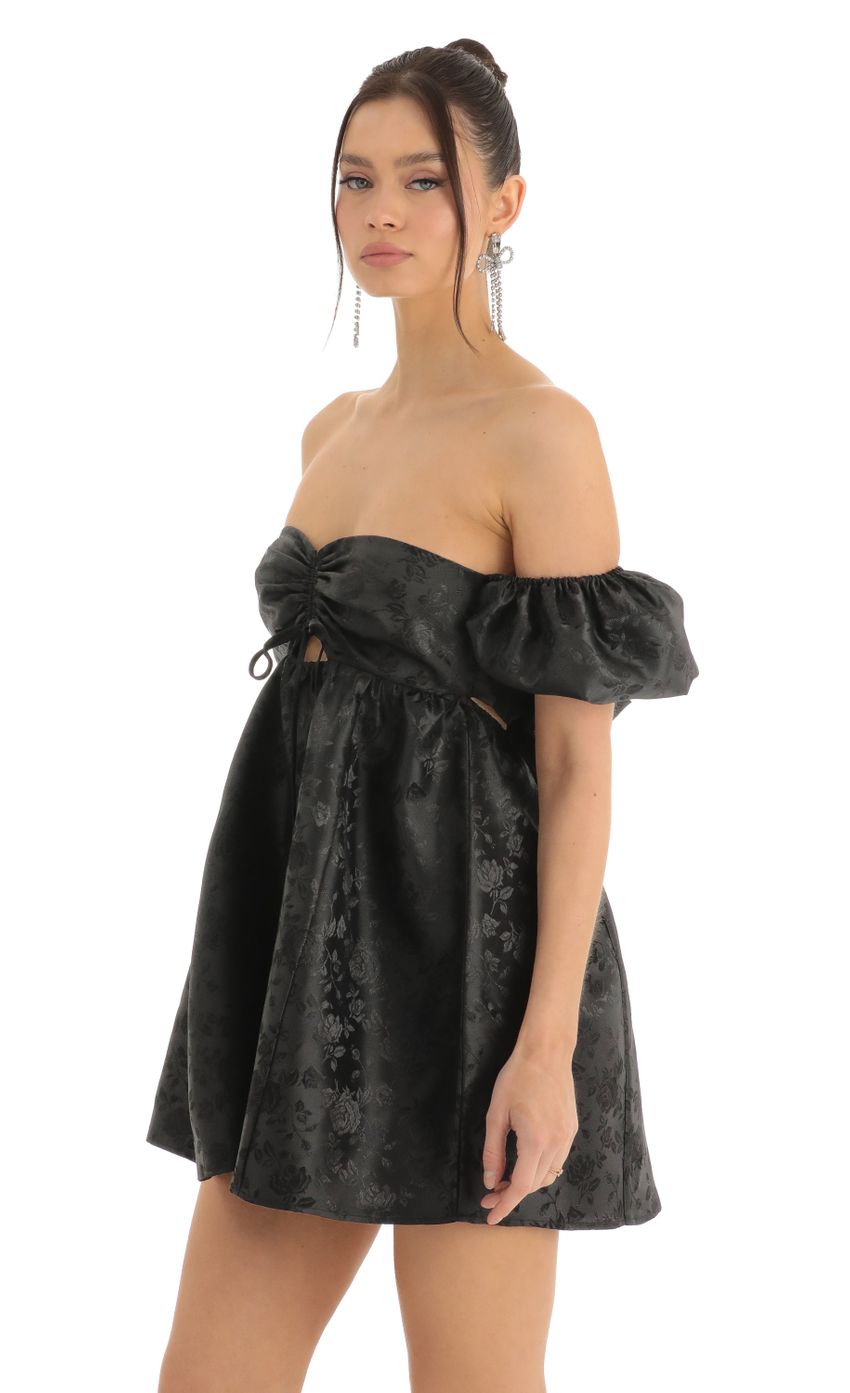 Picture Jacquard Baby Doll Dress in Black. Source: https://media-img.lucyinthesky.com/data/Dec22/850xAUTO/687a99c5-3e38-446c-b5a8-24447d1c4fbd.jpg