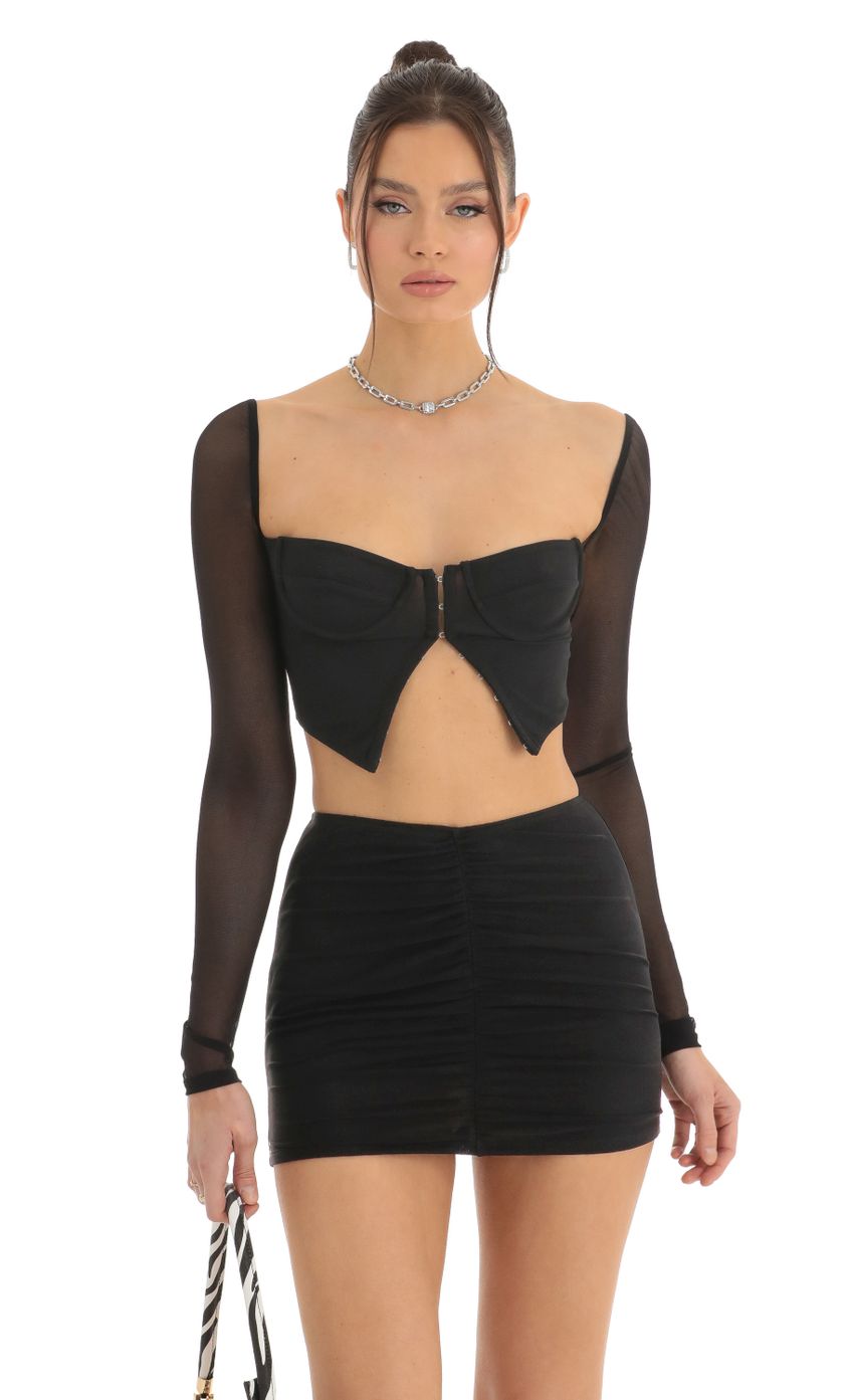 Picture Mesh Two Piece Skirt Set in Black. Source: https://media-img.lucyinthesky.com/data/Dec22/850xAUTO/6e2d91fb-e343-43a3-bb08-67cf24bde5e7.jpg