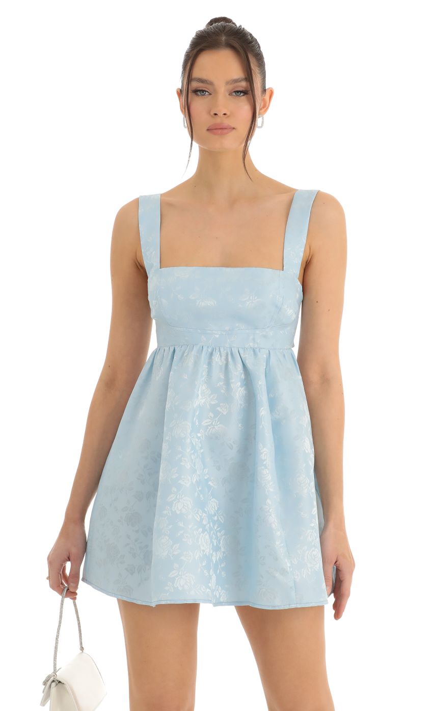 Picture Floral Jacquard Fit and Flare Dress in Blue. Source: https://media-img.lucyinthesky.com/data/Dec22/850xAUTO/89cf46e6-b05a-4e1e-b89e-723586525b0e.jpg
