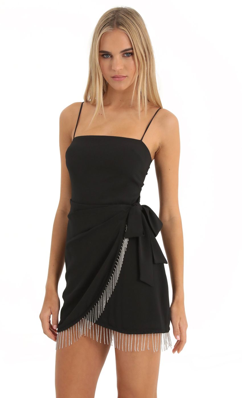 Picture Rhinestone Crepe Wrap Dress in Black. Source: https://media-img.lucyinthesky.com/data/Dec22/850xAUTO/89f08a2e-4086-4e4d-b8c6-433d2cfeac96.jpg