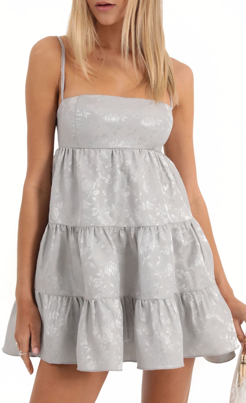 Picture Floral Jacquard Dress in Grey. Source: https://media-img.lucyinthesky.com/data/Dec22/850xAUTO/8bcd101f-7782-46dd-9805-e4df76be091f.jpg