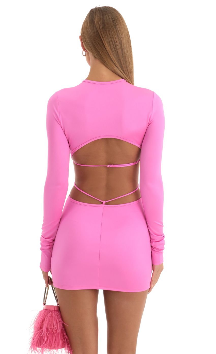 Picture Cutout Open Back Dress in Hot Pink. Source: https://media-img.lucyinthesky.com/data/Dec22/850xAUTO/9b21f9de-49f5-4069-b00d-3eaf784a6314.jpg