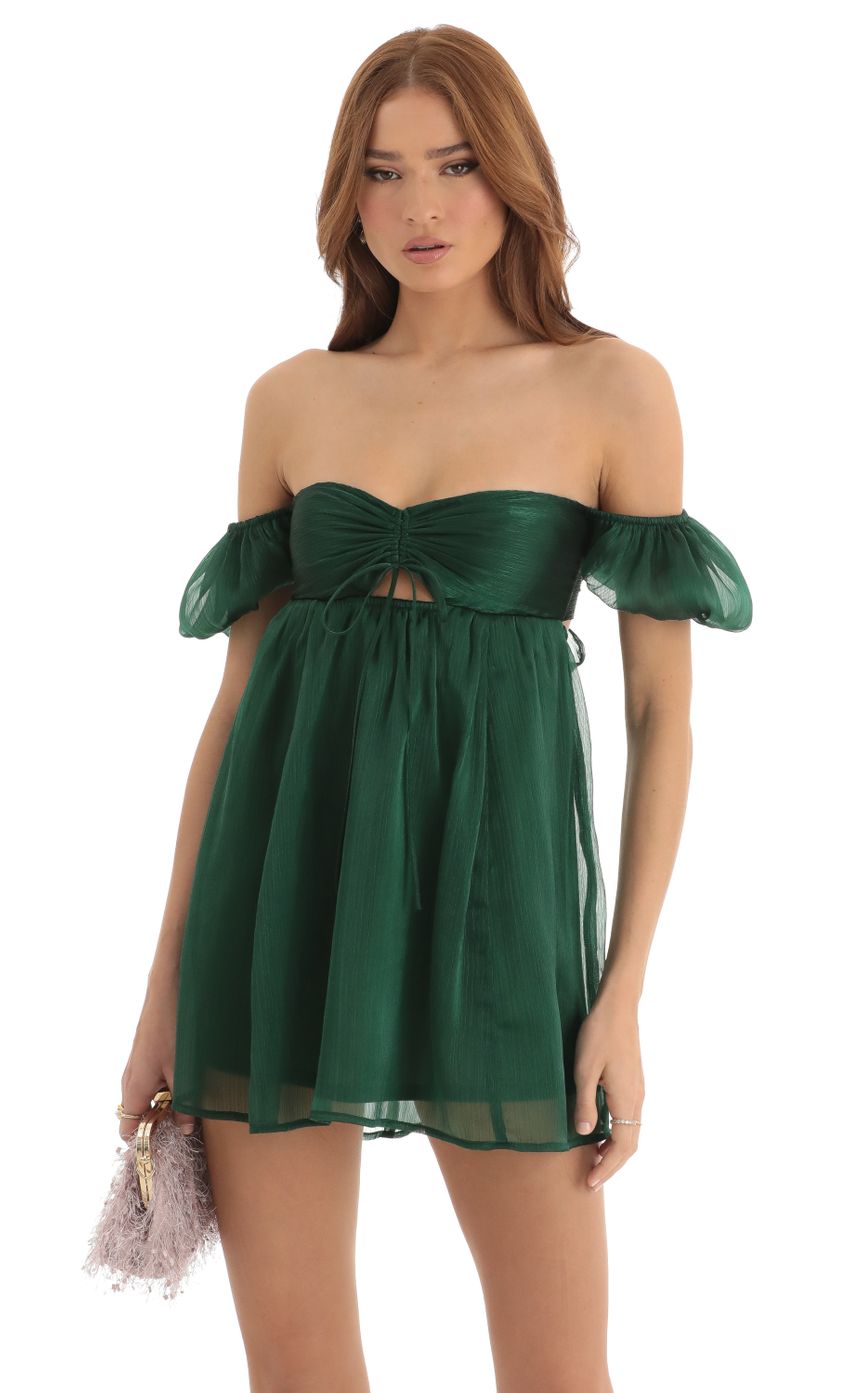 Picture Elexia Puff Sleeve Baby Doll Dress in Green. Source: https://media-img.lucyinthesky.com/data/Dec22/850xAUTO/9cafd671-9f94-40d9-a910-1ce51ca807fb.jpg