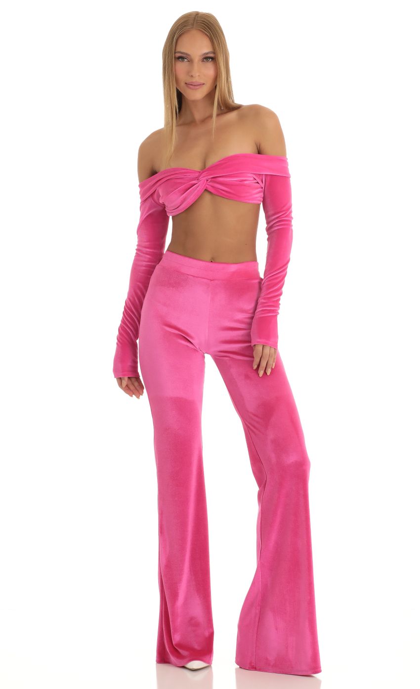 Picture Velvet Two Piece Pant Set in Hot Pink. Source: https://media-img.lucyinthesky.com/data/Dec22/850xAUTO/a403d03c-9177-44de-b9ee-f7bf4880cc67.jpg