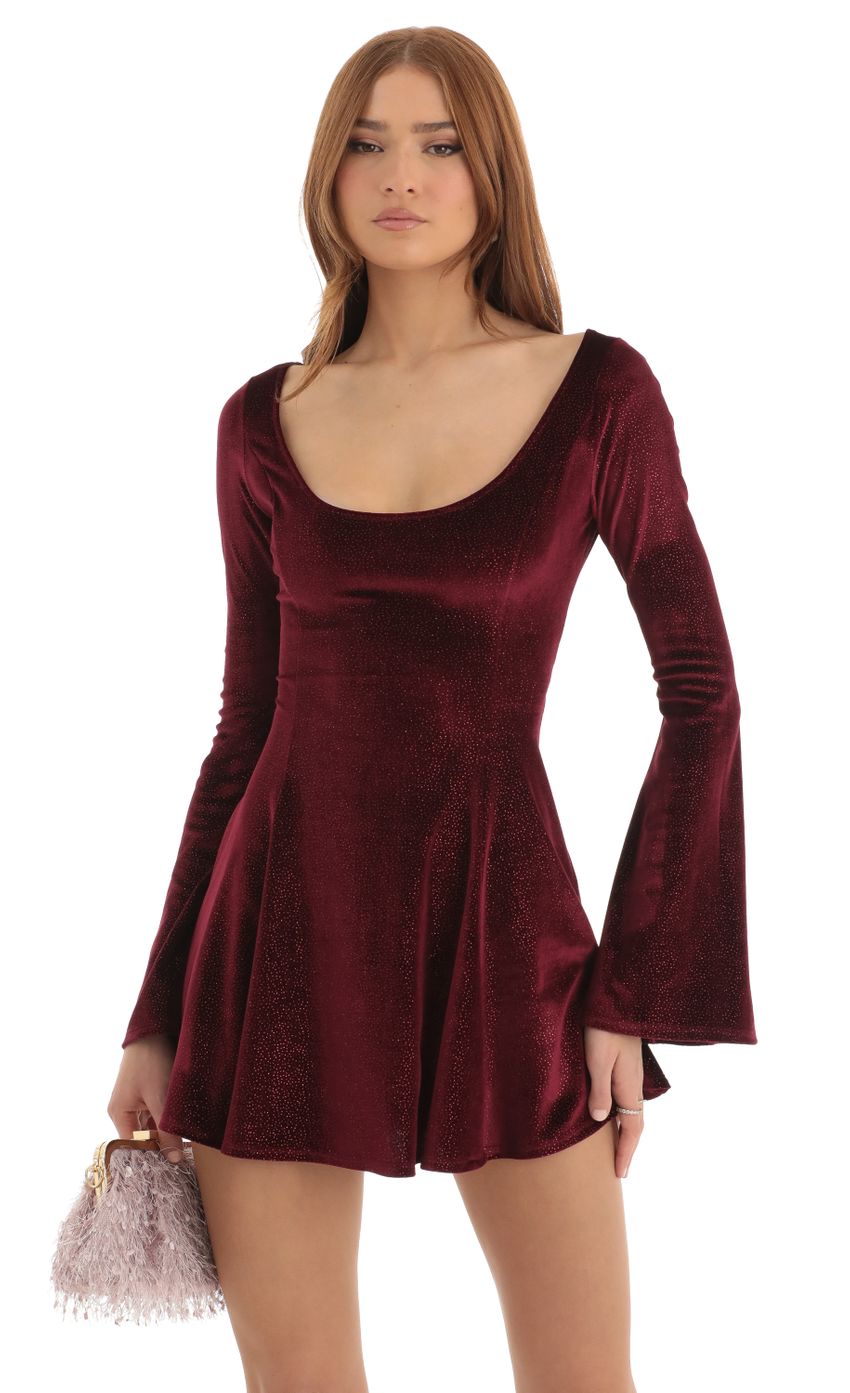 Picture Velvet Glitter A-Line Dress in Red. Source: https://media-img.lucyinthesky.com/data/Dec22/850xAUTO/a686877e-e8d2-48a6-8810-296366a068b0.jpg