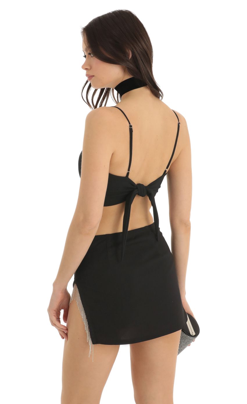 Picture Rhinestone Two Piece Skirt Set in Black. Source: https://media-img.lucyinthesky.com/data/Dec22/850xAUTO/c0196061-8e26-414f-8f40-2d9bbc4c2ac9.jpg