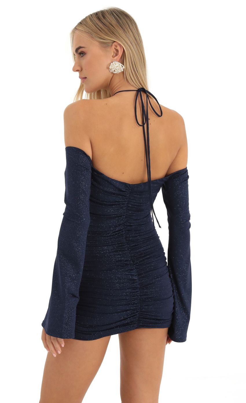 Picture Glitter Ruched Bodycon Dress in Blue. Source: https://media-img.lucyinthesky.com/data/Dec22/850xAUTO/c2dc8102-0357-41ac-9fd9-9e38a2acedda.jpg