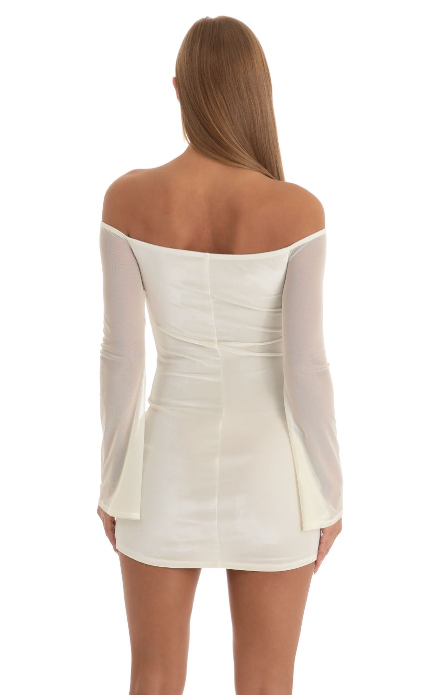 Picture Velvet Off The Shoulder Dress in White. Source: https://media-img.lucyinthesky.com/data/Dec22/850xAUTO/df652d60-6029-4f1d-aa78-ebc68b926cad.jpg