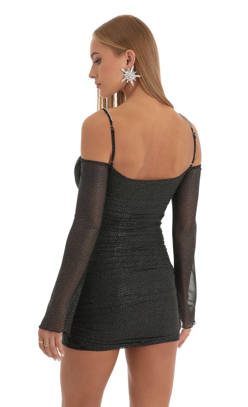 Picture Glitter Cowl Neck Long Sleeve Dress in Black. Source: https://media-img.lucyinthesky.com/data/Dec22/850xAUTO/e5259467-d4ab-4768-acc1-20760cd44835.jpg