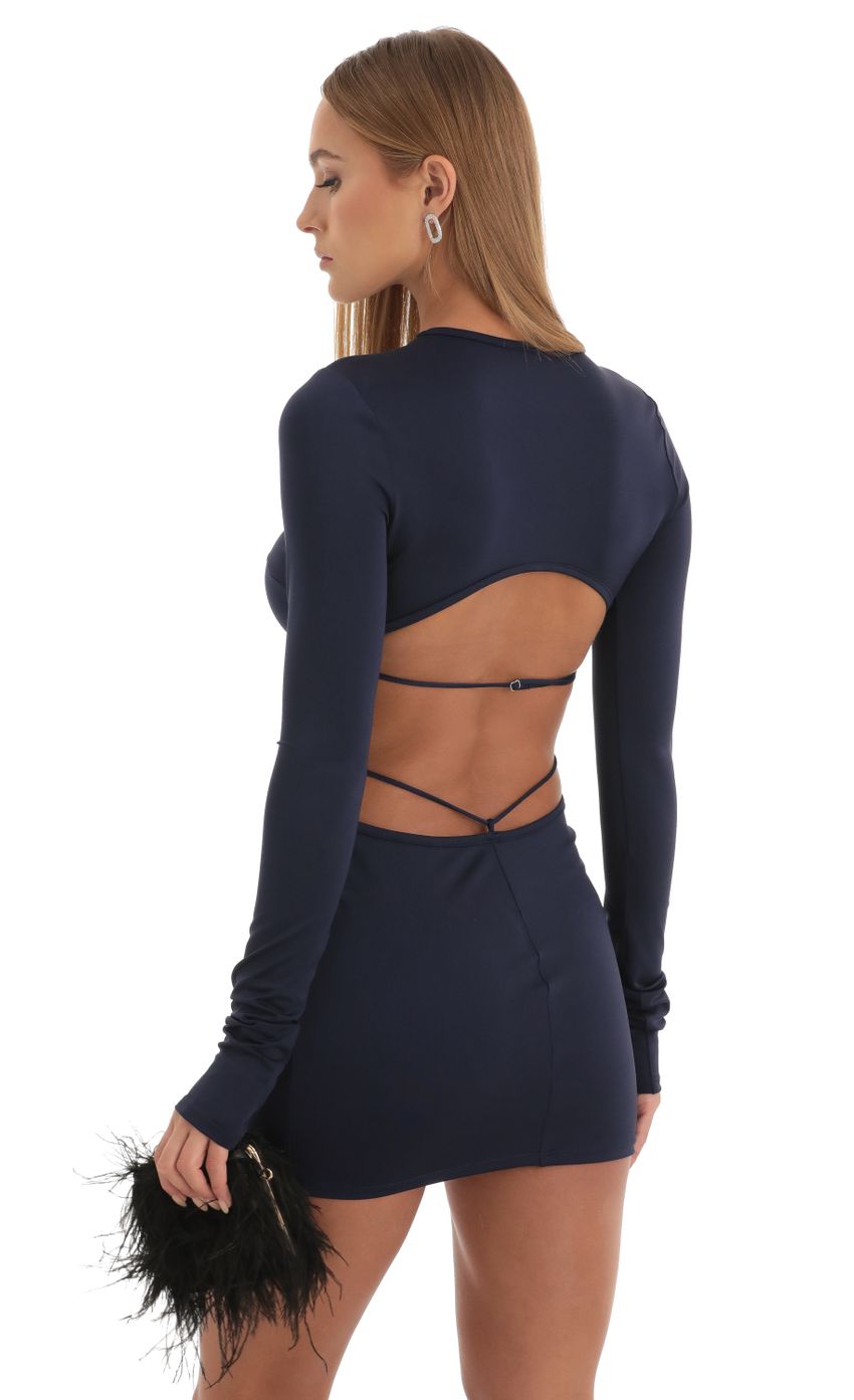 Picture Cutout Open Back Dress in Navy. Source: https://media-img.lucyinthesky.com/data/Dec22/850xAUTO/f3a77128-aca1-44c9-acb8-0bb904cee7db.jpg