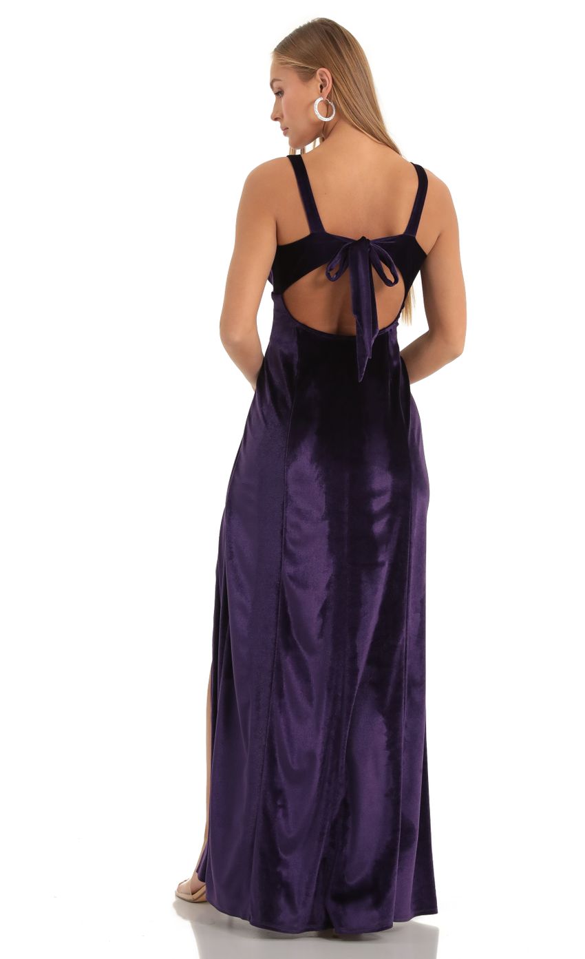 Picture Velvet Maxi Dress in Purple. Source: https://media-img.lucyinthesky.com/data/Dec22/850xAUTO/f4aa0b90-70a6-4bc7-b7b1-5521e8761e1d.jpg