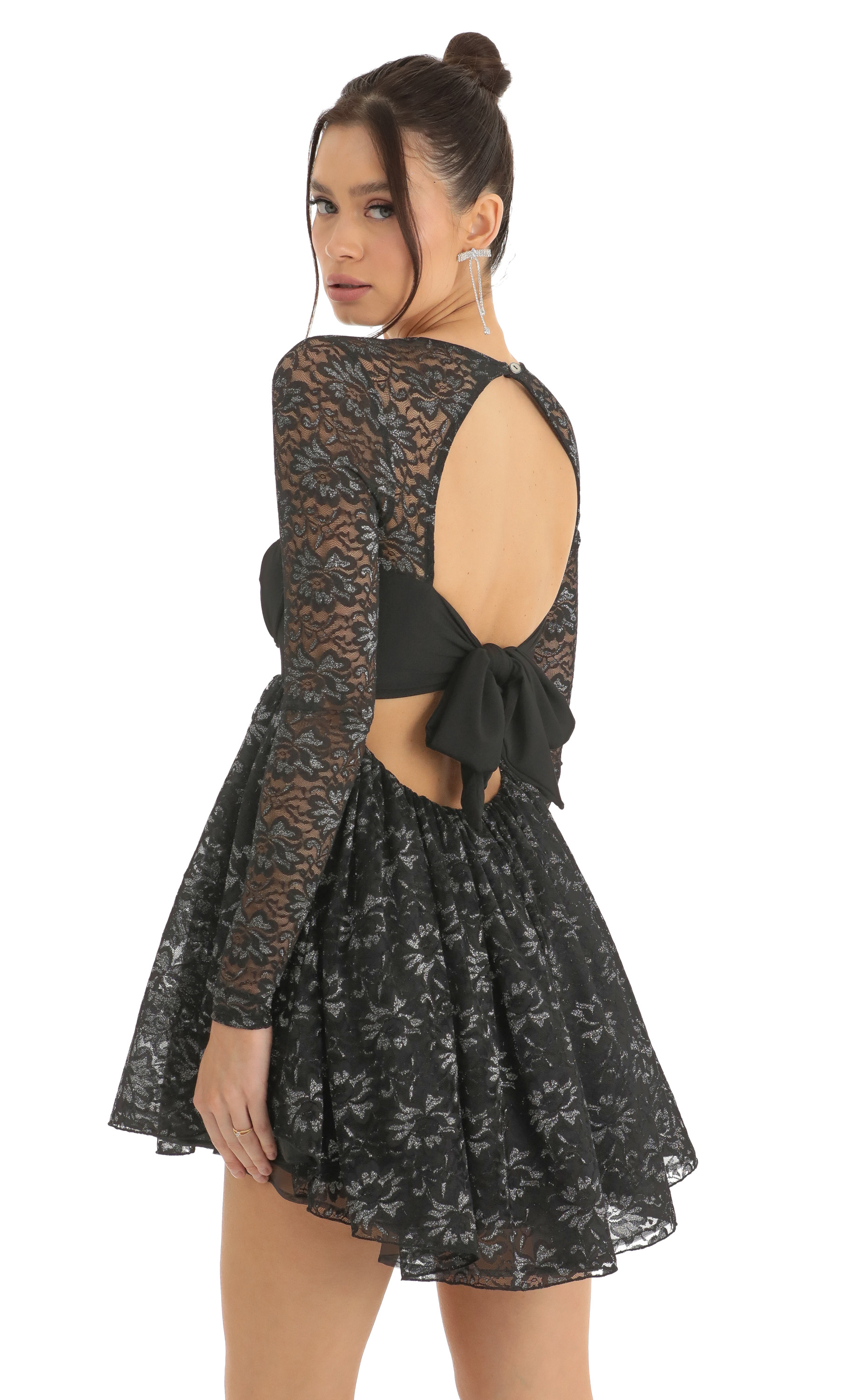 black lace babydoll dress Blythe Embroidered Babydoll Mini Dress main image 1