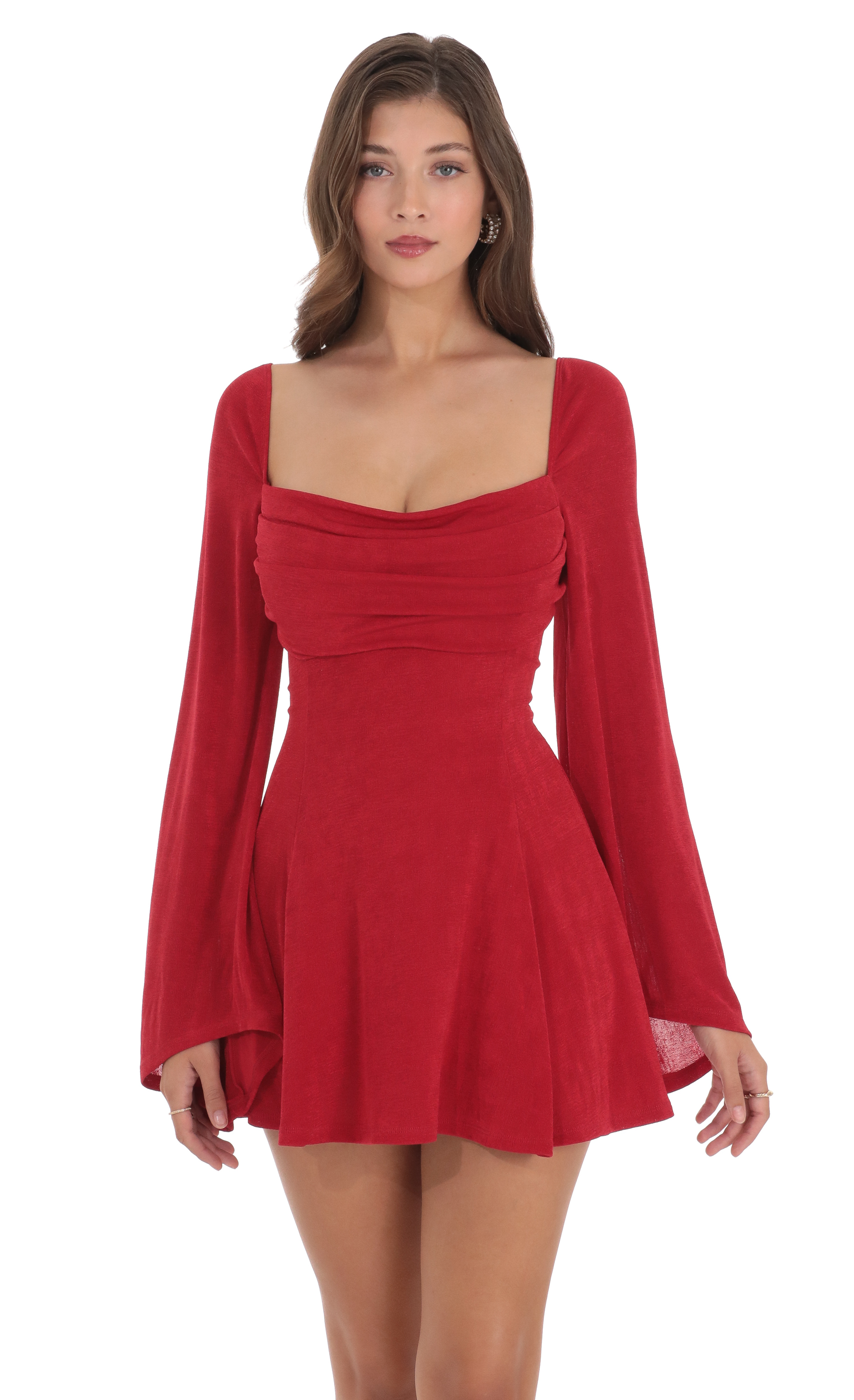 Slinky Flare Sleeve Dress in Red Slinky Flare Sleeve Dress in Red