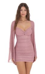Picture Shimmer Bell Sleeve Dress in Blush Pink. Source: https://media-img.lucyinthesky.com/data/Dec23/150xAUTO/d6b47ee6-ef87-4e85-a51e-e25aa6772412.jpg