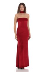 Picture Velvet Reverse Halter Maxi Dress in Red. Source: https://media-img.lucyinthesky.com/data/Dec23/150xAUTO/f70eda6e-020d-4a70-a390-98e49928229e.jpg