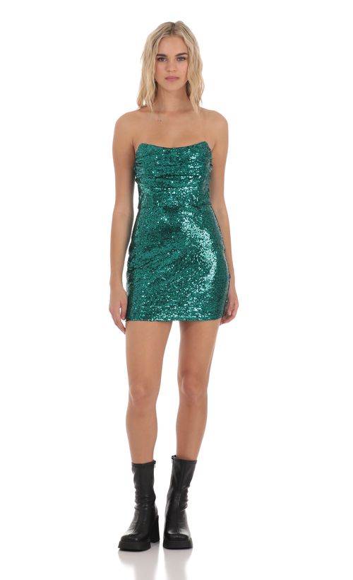 Dress in Satin Sage | LUCY IN THE SKY