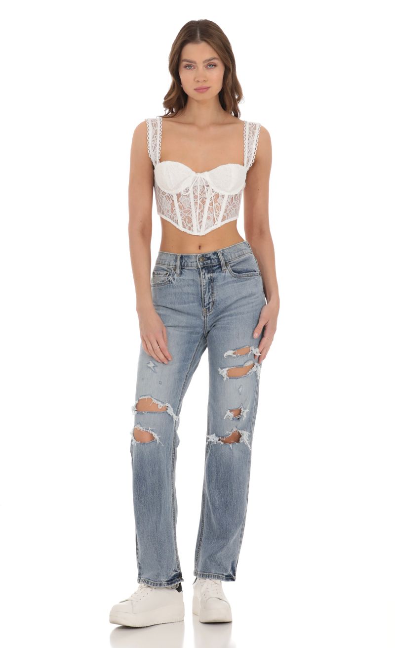 Lace Corset Bralette Top in White