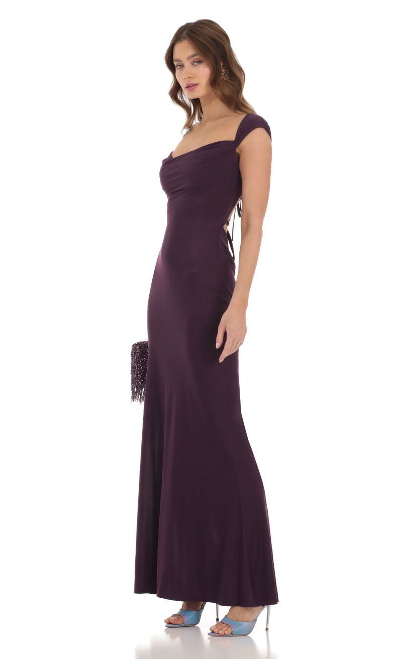 Strappy Cowl Neck Maxi Dress in Purple | LUCY IN THE SKY