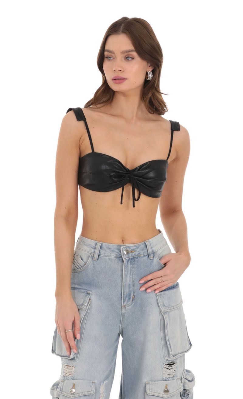 leather bralette crop top