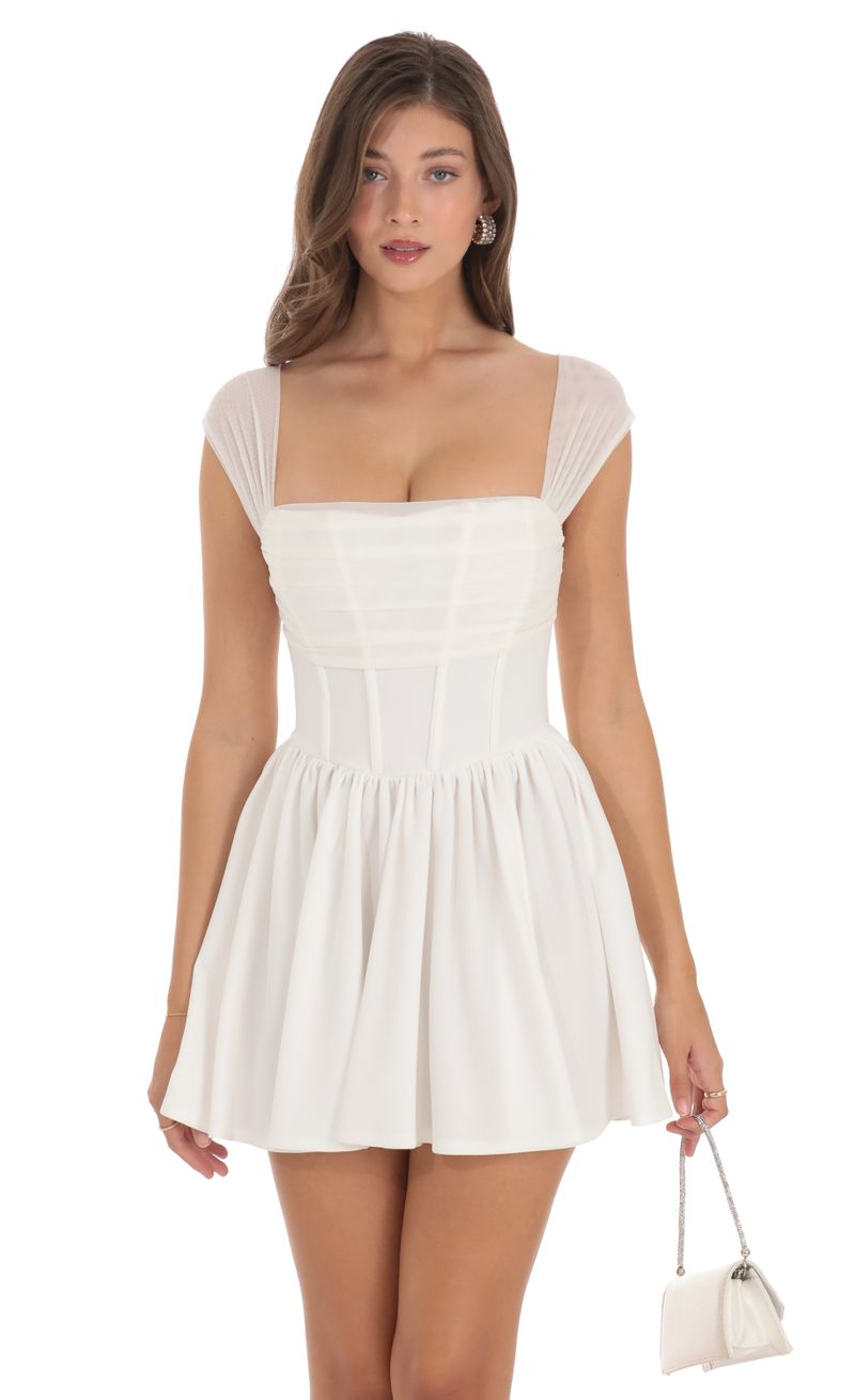 white christmas dresses Mélanie White Corset Dress & Mesh Skirt Set main image 1