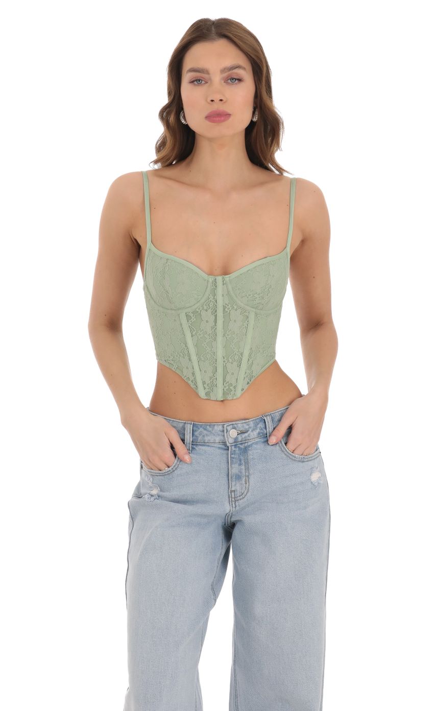 Product image for Lace Corset Top in Green