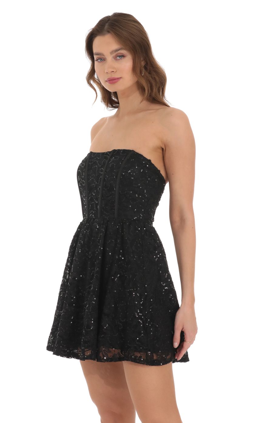 Picture Sequin Lace Corset A-line Dress in Black. Source: https://media-img.lucyinthesky.com/data/Dec23/850xAUTO/04f92290-92b8-487e-9fe2-cd0bcbaece95.jpg