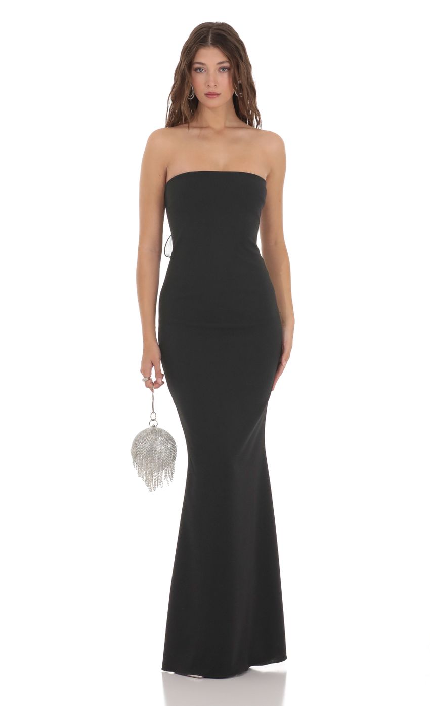Picture Back Bow Strapless Maxi Dress in Black. Source: https://media-img.lucyinthesky.com/data/Dec23/850xAUTO/29cd1857-0524-4188-80ee-38f52781c26f.jpg