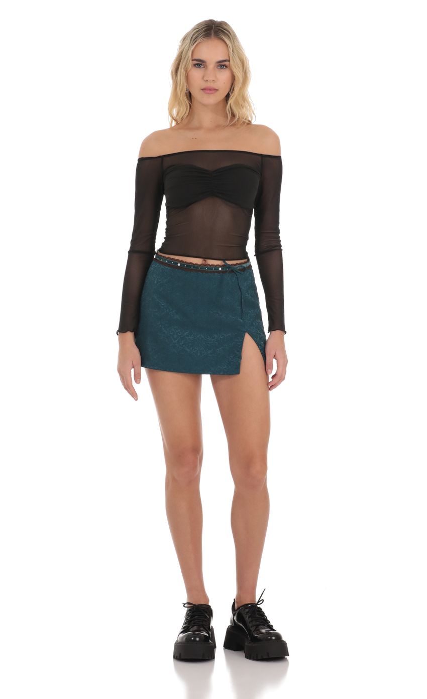 Picture Rhinestone Jacquard Skort in Teal. Source: https://media-img.lucyinthesky.com/data/Dec23/850xAUTO/2bdeee73-0c4f-486d-93a3-21c1634f93f1.jpg