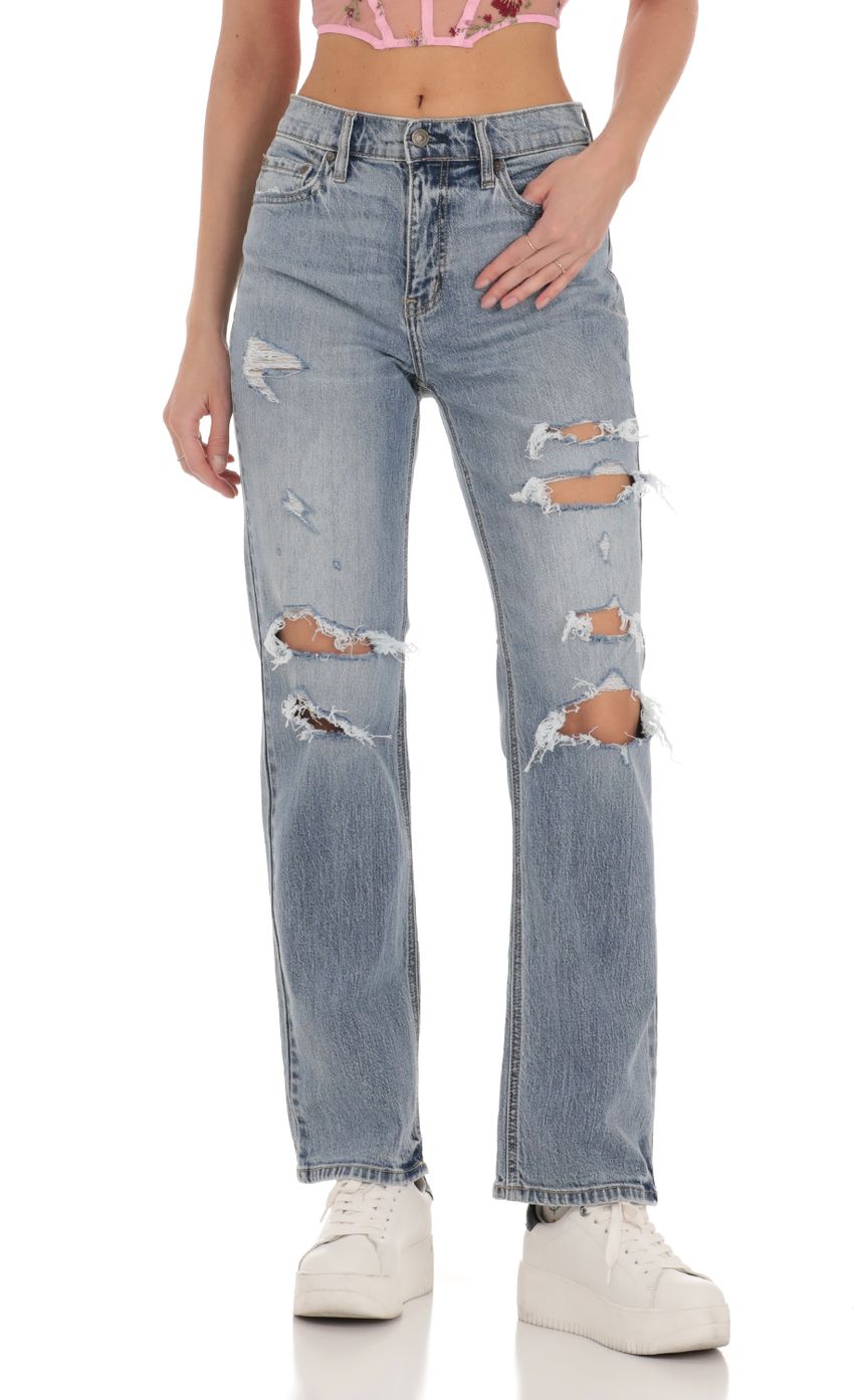 Picture Distressed Straight Leg Denim Jeans. Source: https://media-img.lucyinthesky.com/data/Dec23/850xAUTO/31694922-1f72-4c09-998a-04d24985f26f.jpg