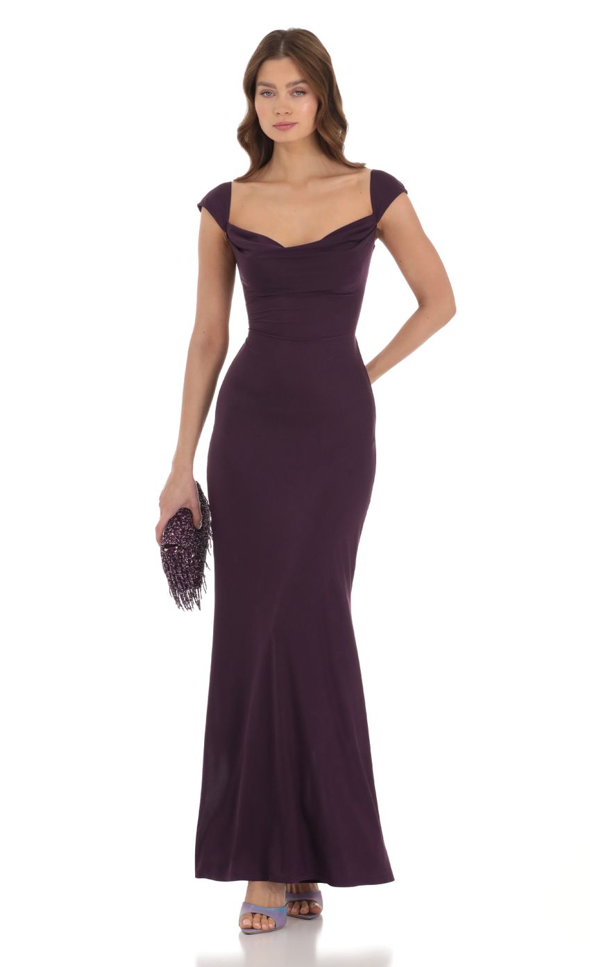 Picture Strappy Cowl Neck Maxi Dress in Purple. Source: https://media-img.lucyinthesky.com/data/Dec23/850xAUTO/9c400f97-7d82-45d3-a6c4-fb2078cbc3f3.jpg