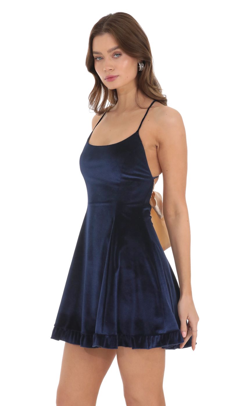 Picture Velvet Satin Ties Dress in Navy. Source: https://media-img.lucyinthesky.com/data/Dec23/850xAUTO/a1691099-6676-4ced-bef4-925602f4b77d.jpg