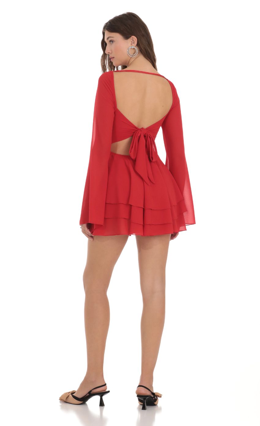 Picture Chiffon Bell Sleeve Dress in Red. Source: https://media-img.lucyinthesky.com/data/Dec23/850xAUTO/b3bfbb3c-91b9-4146-91e3-7be12887ceb8.jpg