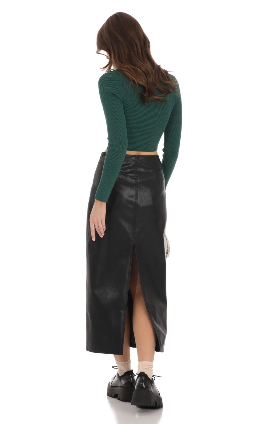 Picture Faux Leather Maxi Skirt in Black. Source: https://media-img.lucyinthesky.com/data/Dec23/850xAUTO/bd4cd599-f321-4ed8-abf6-1bd7da7e0e5e.jpg