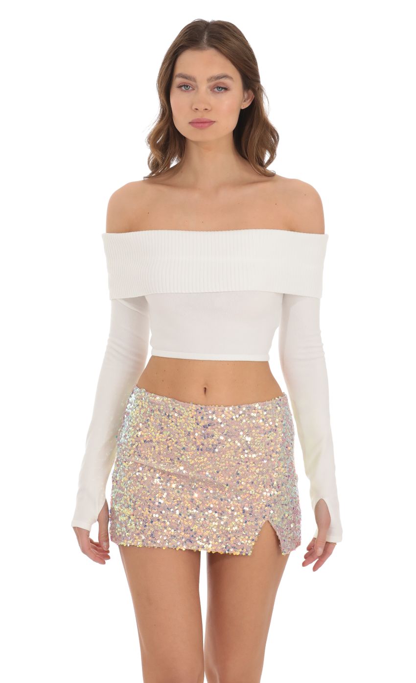 Picture Iridescent Sequin Slit Skirt in Dusty Rose. Source: https://media-img.lucyinthesky.com/data/Dec23/850xAUTO/dbf31bcd-dc77-4ba1-8dc4-7aa4598c7248.jpg
