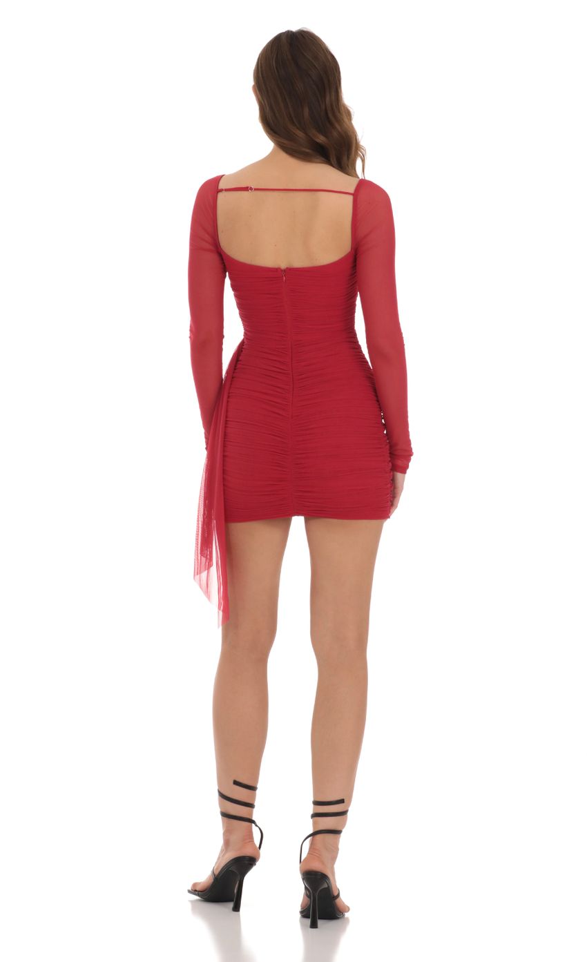 Picture Mesh Long Sleeve Tassel Dress in Red. Source: https://media-img.lucyinthesky.com/data/Dec23/850xAUTO/e7d7ad97-db69-4205-a684-b72d8e2bfbb1.jpg
