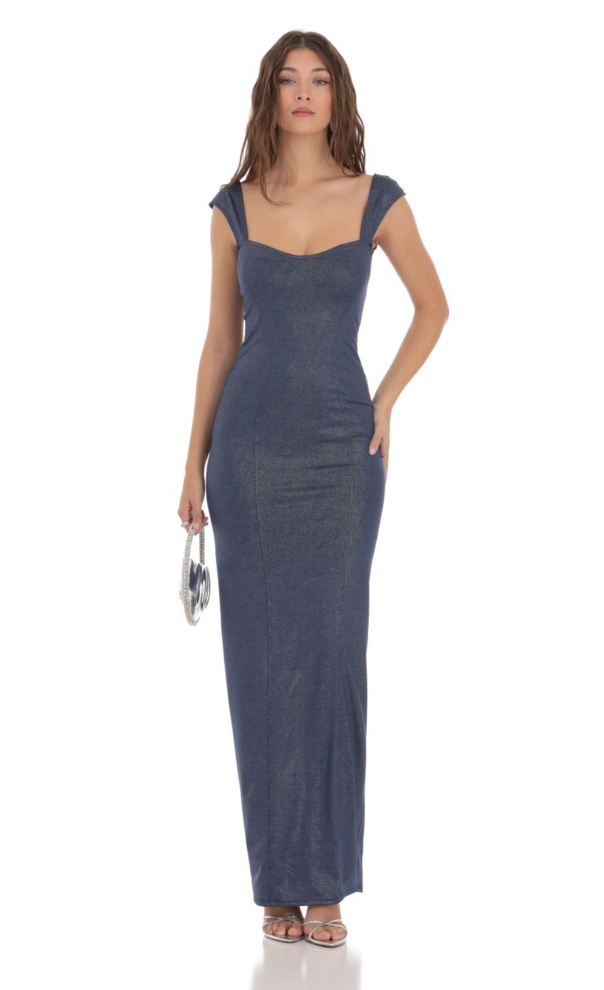 Picture Shimmer Bodycon Maxi Dress in Navy. Source: https://media-img.lucyinthesky.com/data/Dec23/850xAUTO/f15a9b80-d76c-495b-af42-dec55baae7ba.jpg