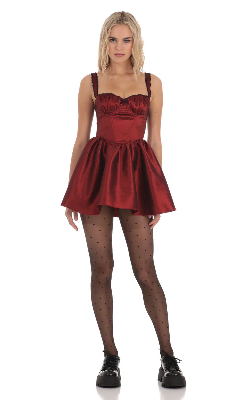 Picture Flower Corset Fit and Flare Dress in Maroon. Source: https://media-img.lucyinthesky.com/data/Dec23/850xAUTO/ffc06cbb-9640-4698-85bb-b48769475a16.jpg