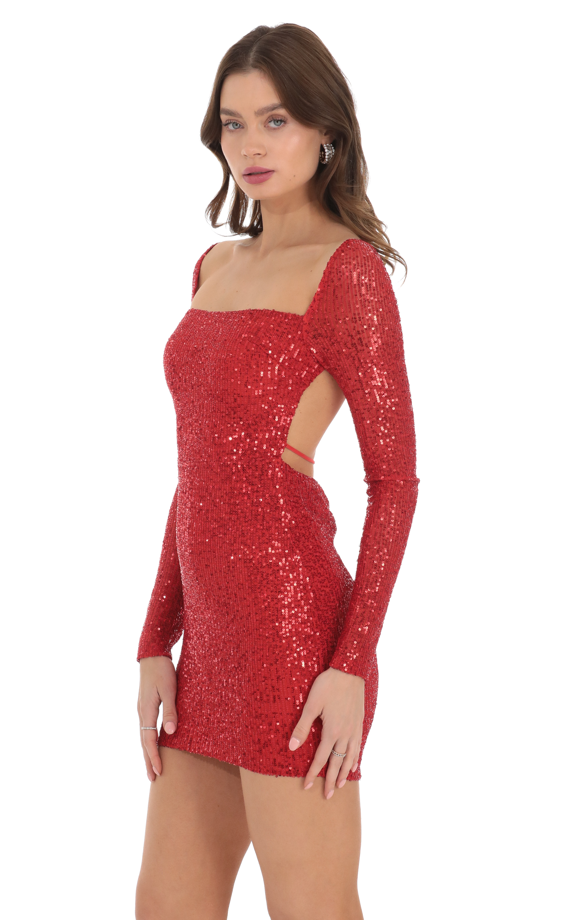 red sequin long sleeve bodycon dress Long Sleeve Red Sequin Bodycon Bodycon Dress Red Long Sleeve Glitter Dress Formal Long Sleeve Red