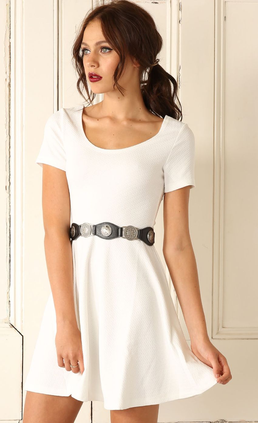 Picture Textured White A-line Dress. Source: https://media-img.lucyinthesky.com/data/Feb15_2/850xAUTO/0Y5A5941.JPG