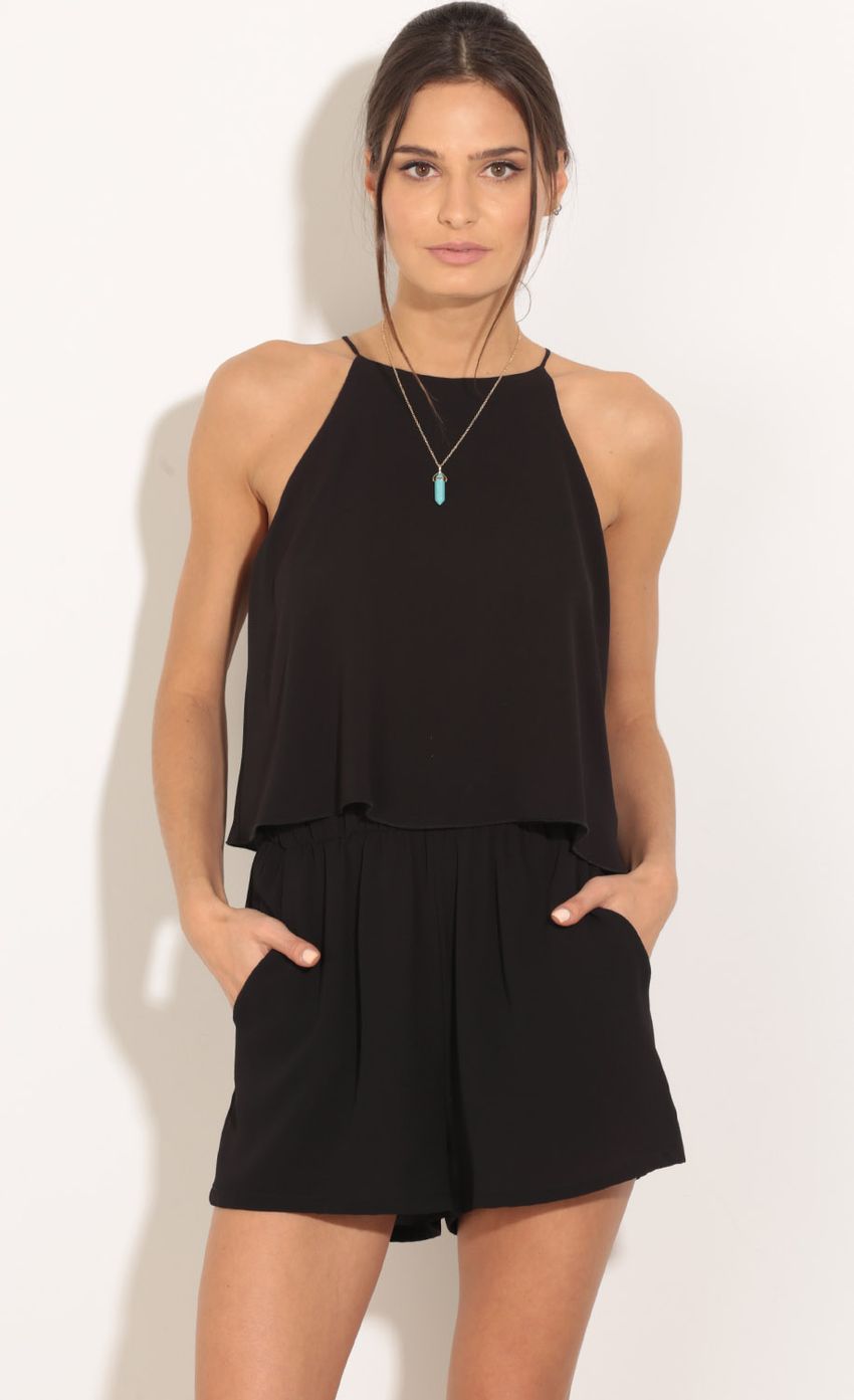 Picture Classic Halter Romper In Black. Source: https://media-img.lucyinthesky.com/data/Feb16_1/850xAUTO/0Y5A0213.JPG