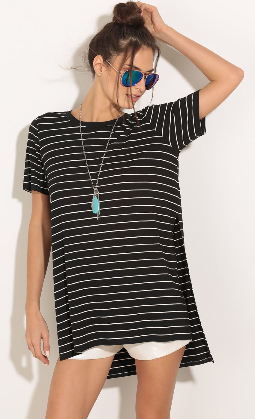 Picture Stripe Split Top In Black. Source: https://media-img.lucyinthesky.com/data/Feb16_1/850xAUTO/0Y5A0222.JPG