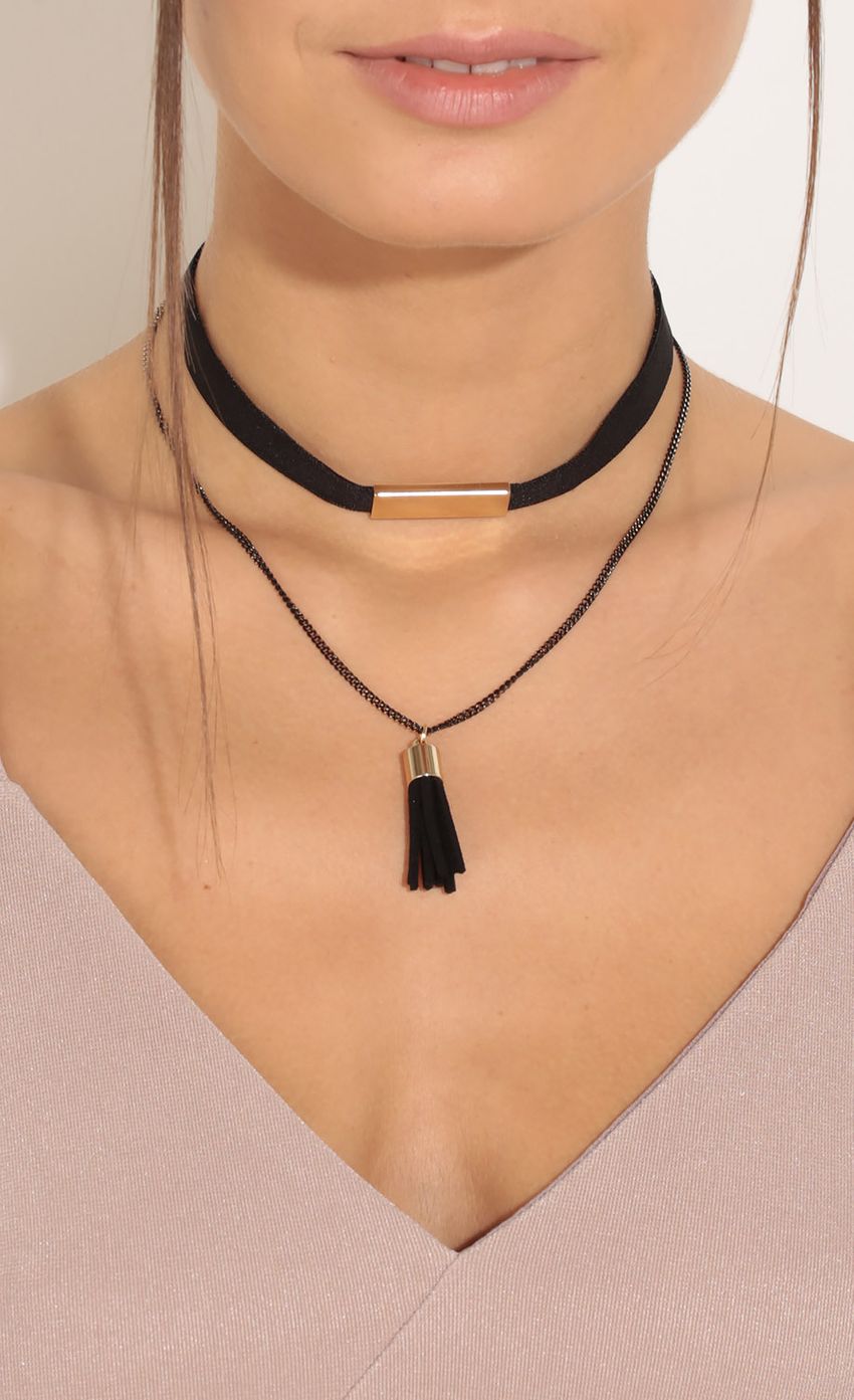 Picture Tassel Velvet Choker Necklace In Gold. Source: https://media-img.lucyinthesky.com/data/Feb16_1/850xAUTO/0Y5A1195.JPG