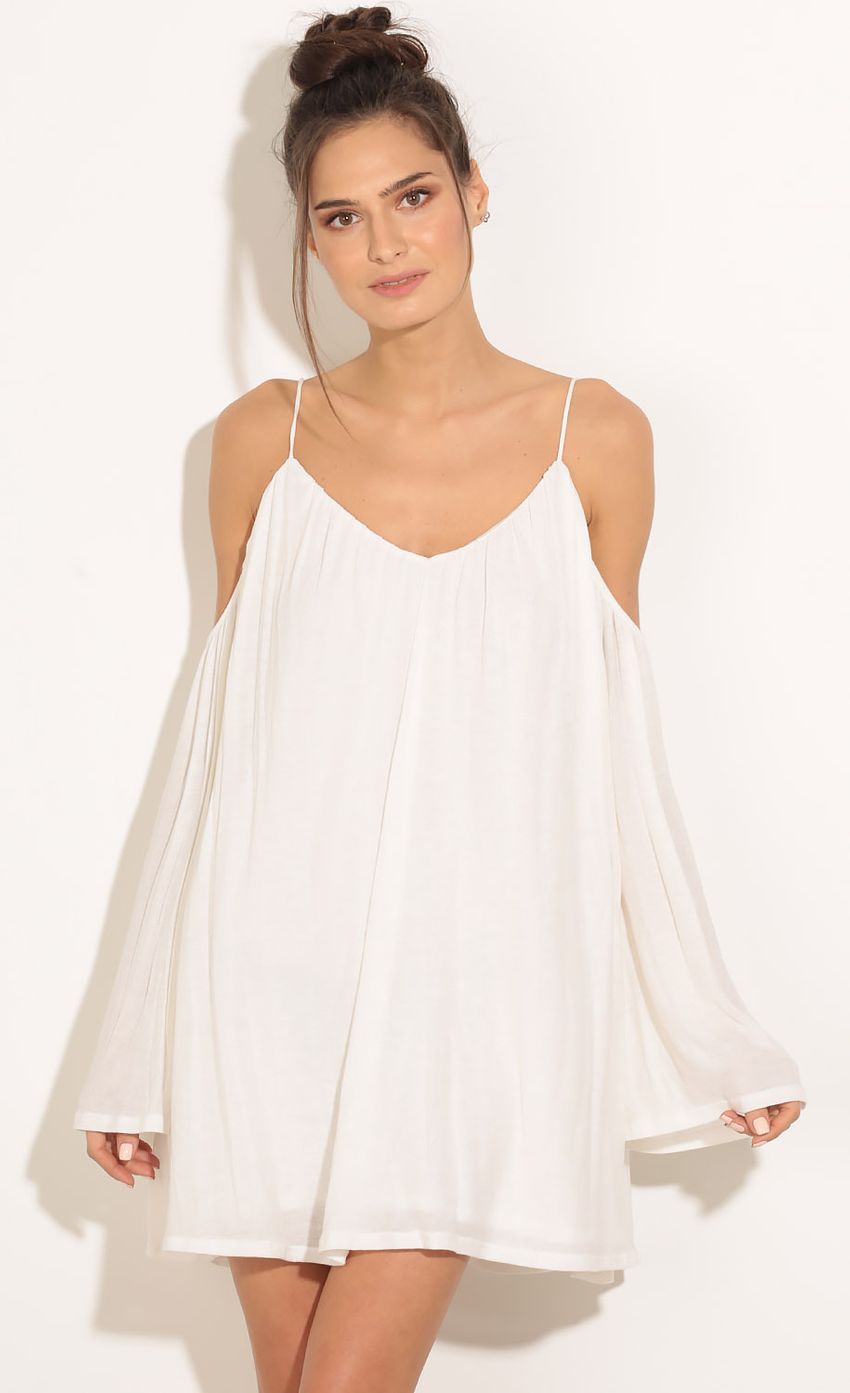 Picture Open Shoulder Shift Dress In White. Source: https://media-img.lucyinthesky.com/data/Feb16_1/850xAUTO/0Y5A2690.JPG